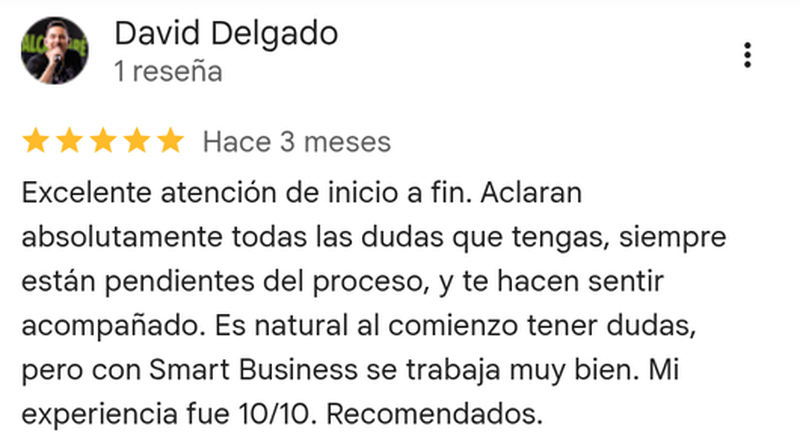 Reseña de David Delgado en Google