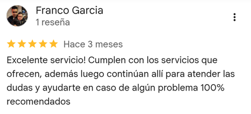 Reseña de Franco Garcia en Google